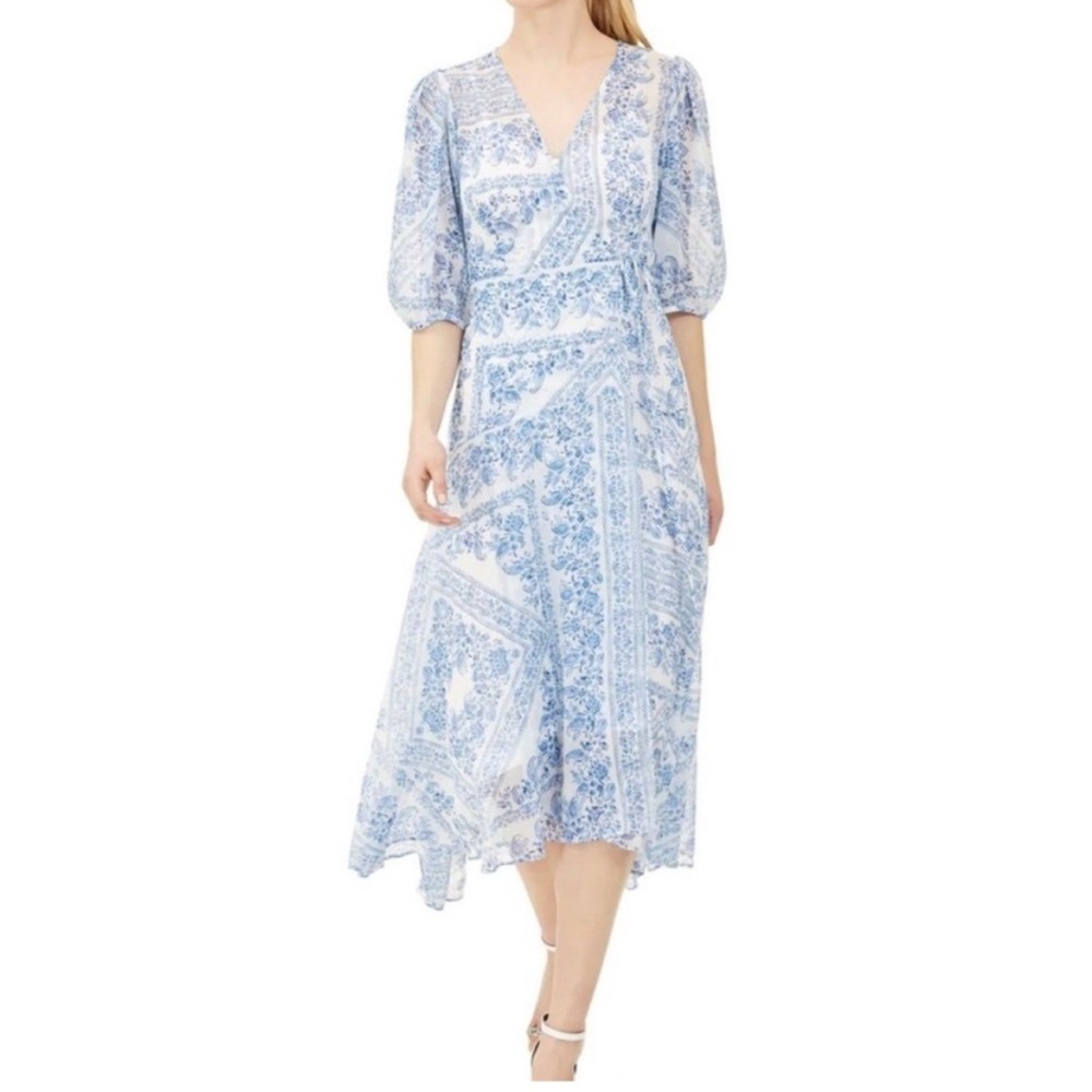 Calvin Klein Blue and White Midi Dress